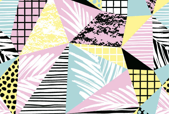 几何图案线条拼接格子印花矢量图服装纺织面料数码印花花型素材