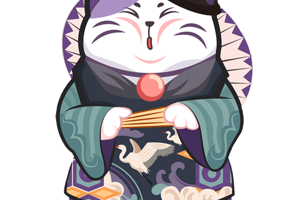 手绘卡通日式招财猫扇子印花矢量图服装裁片T恤烫图印花花型素材