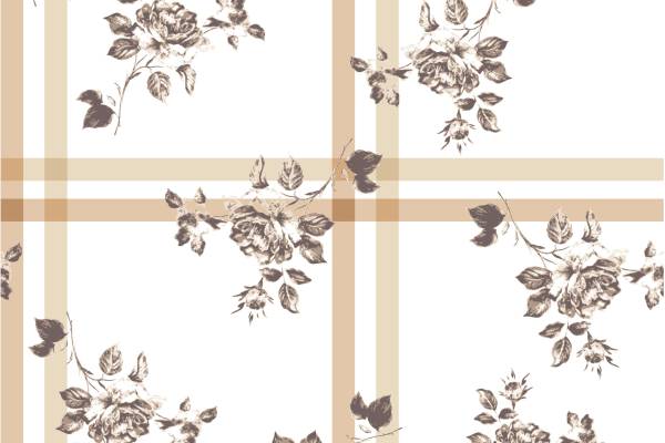 几何格子牡丹花拼接印花矢量图服装纺织面料数码印花花型素材