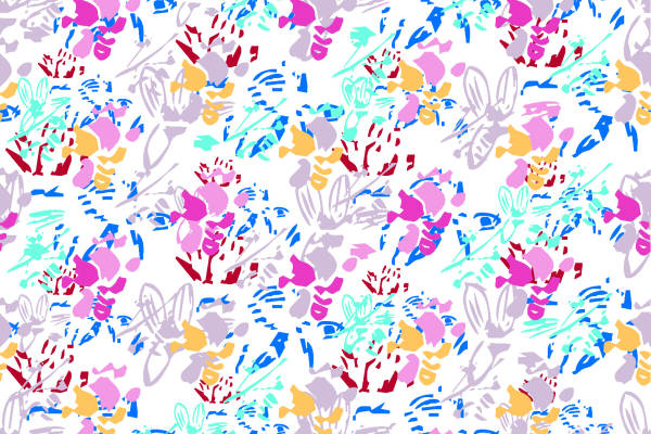 几何色彩涂鸦印花矢量图服装纺织面料数码印花花型素材