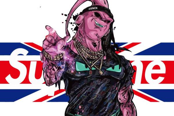 卡通动漫人物字母SUPERME印花矢量图服装裁片T恤烫图印花花型素材