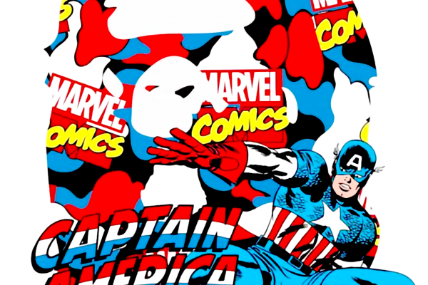 漫威卡通动漫美国队长字母印花矢量图服装裁片T恤烫图印花花型素材