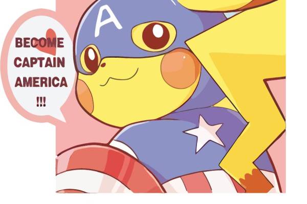 卡通动漫皮卡丘美国队长字母印花矢量图服装裁片T恤烫图印花花型素材