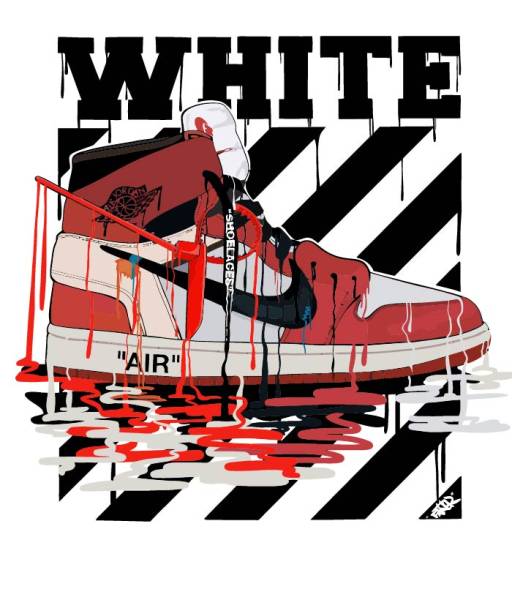 多彩涂鸦字母耐克air鞋子印花矢量图服装裁片t恤烫图印花花型素材