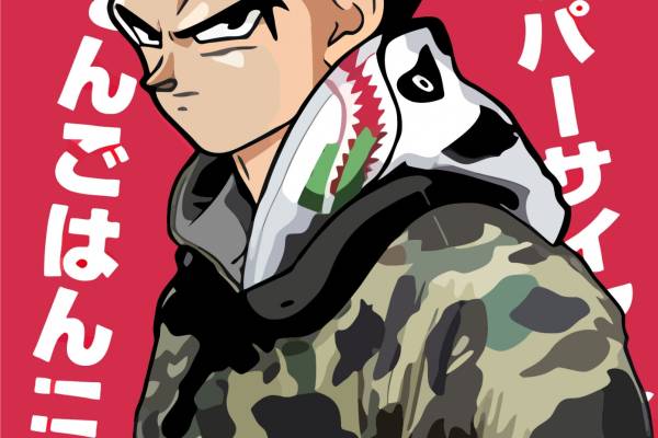 卡通动漫七龙珠字母潮牌印花矢量图服装裁片T恤烫图印花花型素材