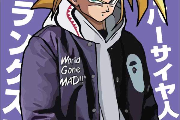 卡通动漫七龙珠字母潮牌印花矢量图服装裁片T恤烫图印花花型素材