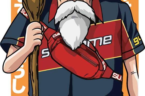 卡通动漫七龙珠龟仙人字母潮牌印花矢量图服装裁片T恤烫图印花花型素材