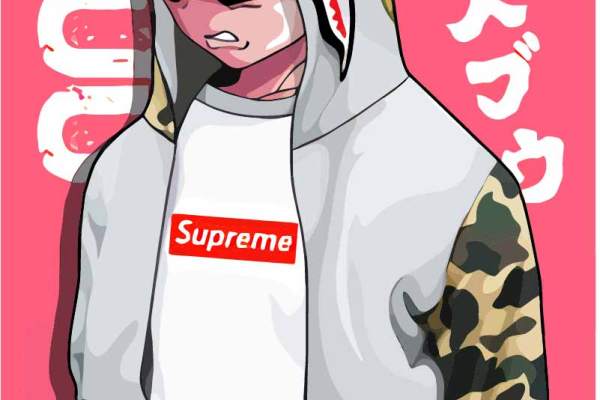 卡通动漫七龙珠字母Supreme潮牌印花矢量图服装裁片T恤烫图印花花型素材