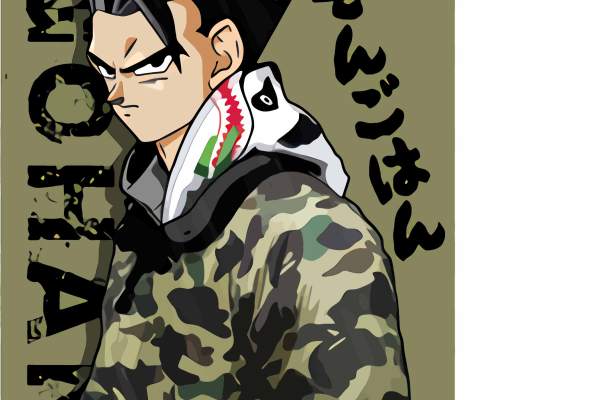 卡通动漫七龙珠字母潮牌印花矢量图服装裁片T恤烫图印花花型素材