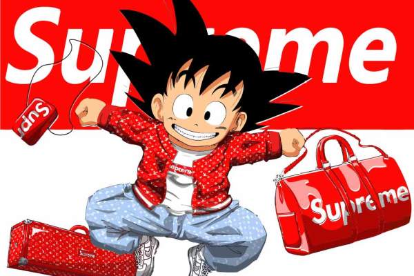 卡通动漫七龙珠悟空字母Supreme潮牌印花矢量图服装裁片T恤烫图印花花型素材