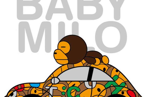 卡通猴子字母潮牌印花矢量图服装裁片T恤烫图印花花型素材