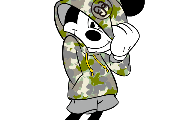 卡通动漫米奇潮牌印花矢量图服装裁片T恤烫图印花花型素材