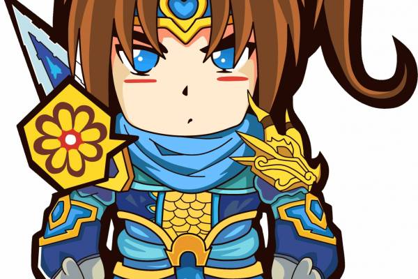 卡通Q版赵云印花矢量图服装裁片T恤烫图印花花型素材