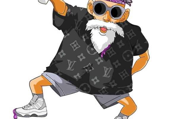 卡通动漫七龙珠龟仙人潮牌印花矢量图服装裁片T恤烫图印花花型素材