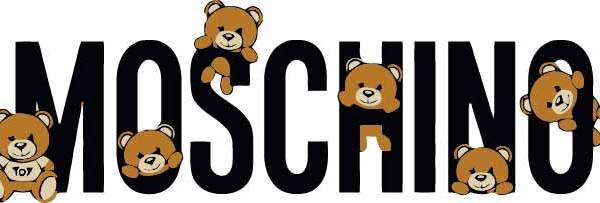 卡通潮牌字母MOSCHINO熊印花矢量图服装裁片T恤烫图印花花型素材