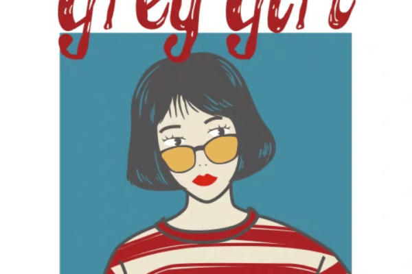 卡通女孩背景字母潮牌印花矢量图服装裁片T恤烫图印花花型素材