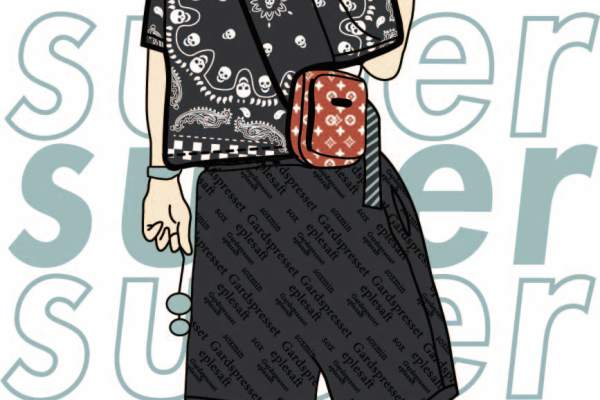 潮牌Supreme男孩背景字母印花矢量图服装裁片T恤烫图印花花型素材