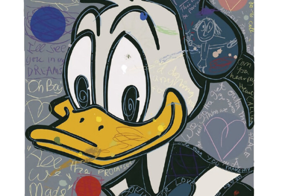 卡通唐老鸭字母涂鸦印花矢量图服装裁片T恤烫图印花花型素材