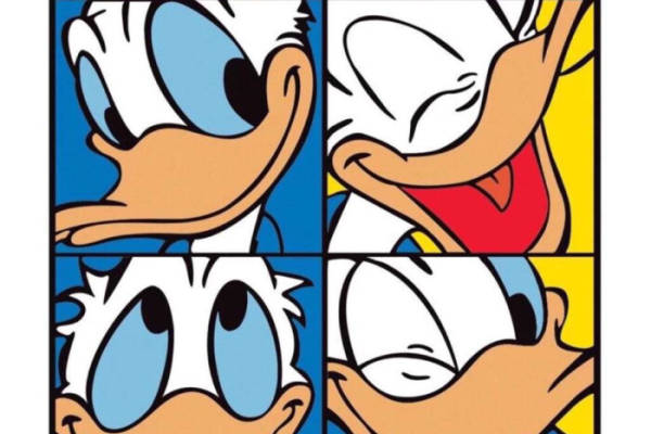 卡通动漫唐老鸭字母潮牌印花矢量图服装裁片T恤烫图印花花型素材