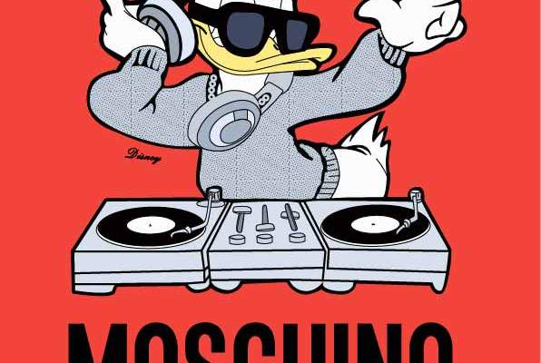 DJ唐老鸭潮牌字母MOSCHINO印花矢量图服装裁片T恤烫图印花花型素材