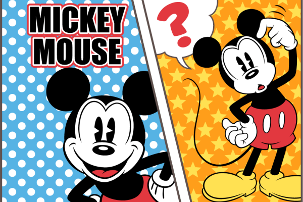 卡通动漫米奇字母星星拼接印花矢量图服装裁片T恤烫图印花花型素材