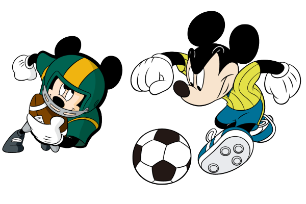 卡通米奇橄榄球足球运动印花矢量图服装裁片T恤烫图印花花型素材