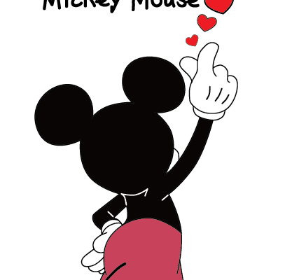 卡通动漫米奇字母爱心印花矢量图服装裁片T恤烫图印花花型素材