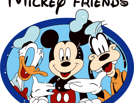 卡通动漫米老鼠唐老鸭高飞字母印花矢量图服装裁片T恤烫图印花花型素材