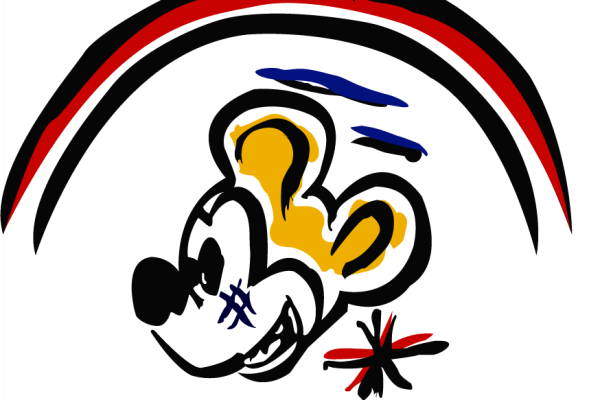 几何线条涂鸦米奇印花矢量图服装裁片T恤烫图印花花型素材