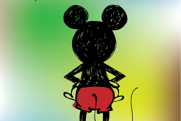 幻彩背景米奇图案字母印花矢量图服装裁片T恤烫图印花花型素材