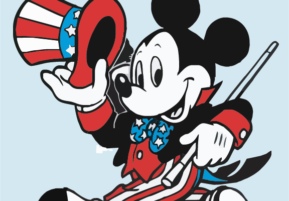 魔术师米奇字母印花矢量图服装裁片T恤烫图印花花型素材