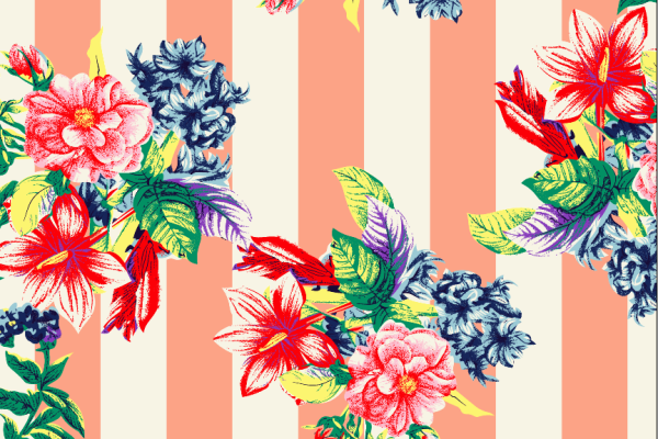 植物花卉几何条子拼接印花矢量图服装纺织面料水印数码印花金昌花型素材