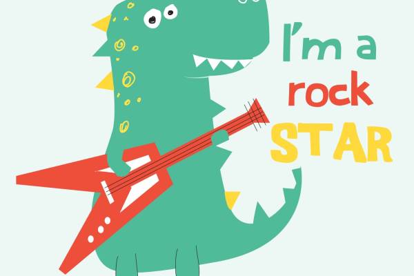 卡通恐龙字母印花矢量图儿童服装裁片T恤烫图印花花型素材