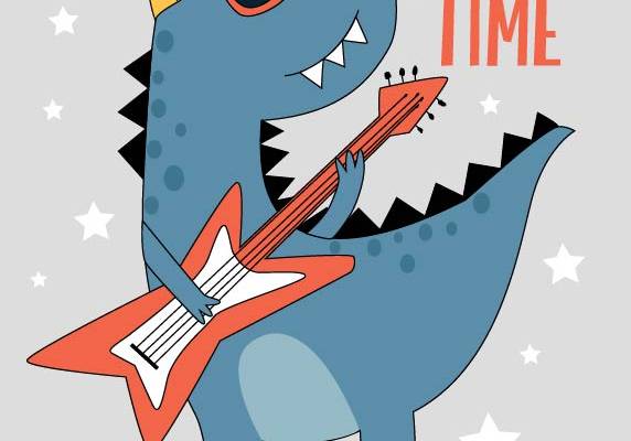 卡通恐龙字母印花矢量图儿童服装裁片T恤烫图印花花型素材