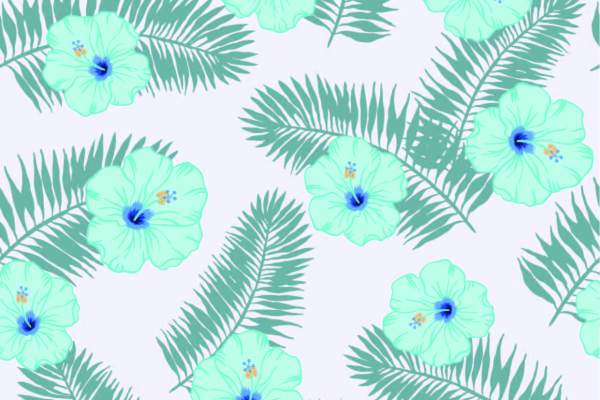 植物叶子牵牛花印花矢量图服装纺织面料数码印花花型素材