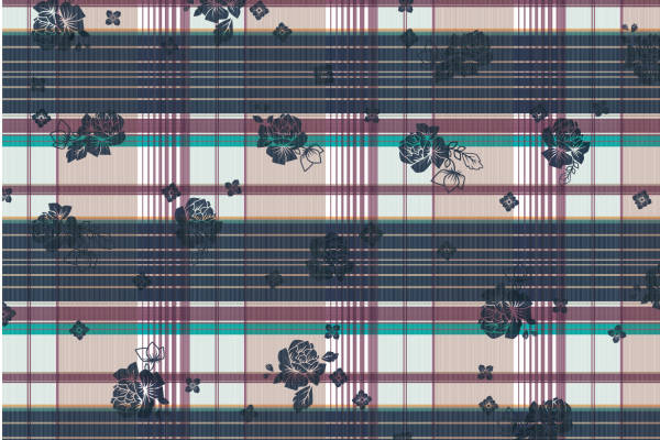 几何格子花朵拼接印花矢量图服装纺织面料数码印花花型素材