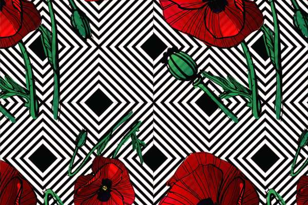 几何条纹植物花朵印花矢量图服装纺织面料数码印花花型素材