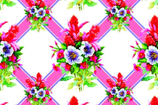 植物花卉拼接印花矢量图服装纺织面料数码印花花型素材