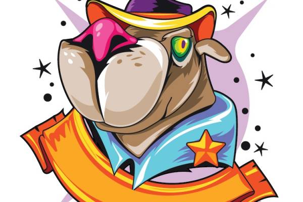 卡通动物小狗印花矢量图服装裁片T恤烫图印花花型素材