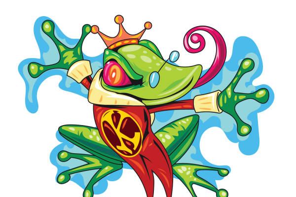 卡通动物壁虎皇冠印花矢量图服装裁片T恤烫图印花花型素材