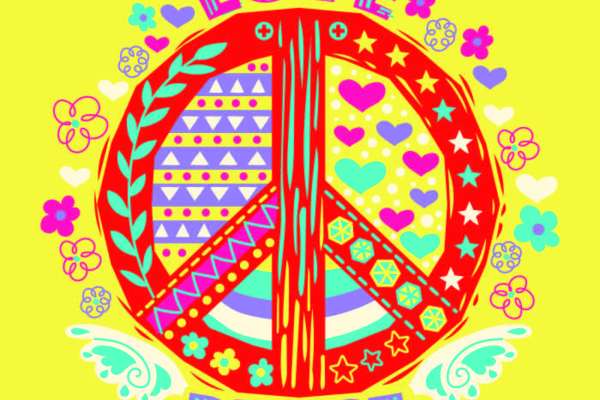 字母PEACE几何印花矢量图服装裁片T恤烫图印花花型素材