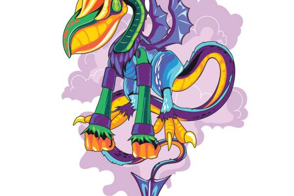 几何动物飞龙云朵矢量图服装裁片T恤烫图印花花型素材