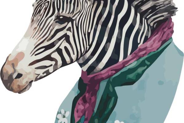 动物斑马印花矢量图服装裁片T恤烫图印花花型素材