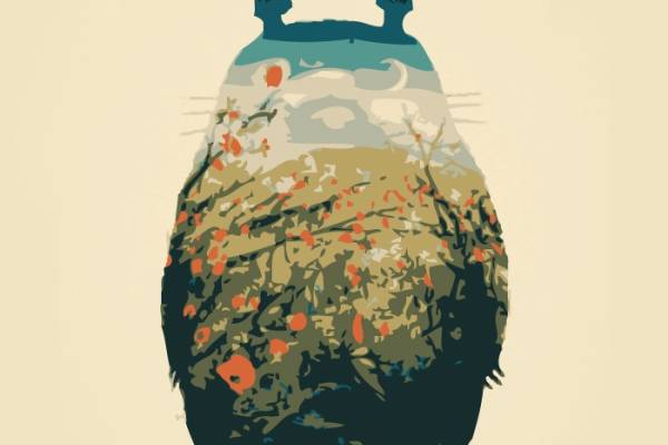 卡通动漫龙猫印花矢量图服装裁片T恤烫图印花花型素材