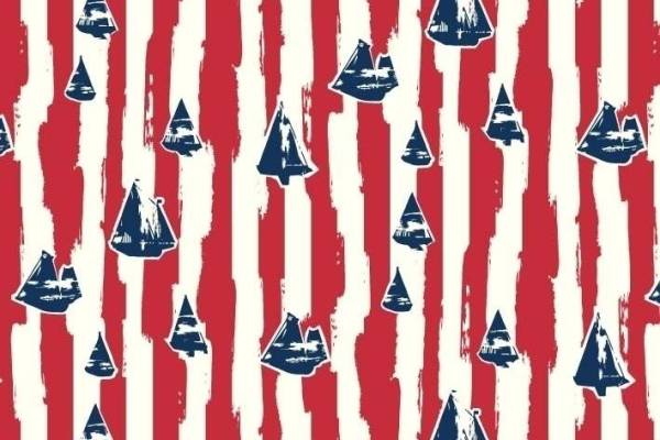 几何线条帆船印花矢量图服装纺织面料数码印花花型素材