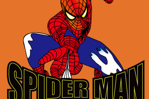 卡通动漫蜘蛛侠字母印花矢量图服装裁片T恤烫图印花花型素材
