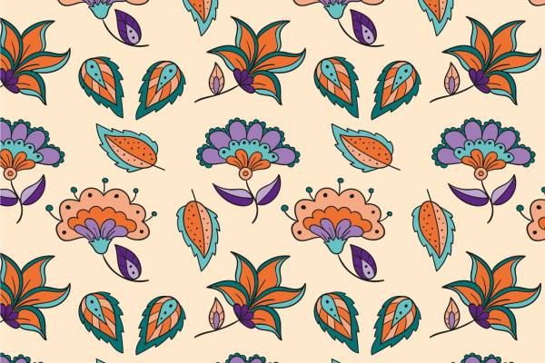 植物花朵叶子拼接印花矢量图服装纺织面料数码印花花型素材