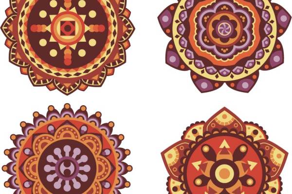 民族风格曼陀罗装饰图案矢量图服装裁片烫图印花花型素材
