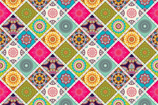 民族图案曼荼罗风格印花矢量图服装纺织面料数码印花花型素材