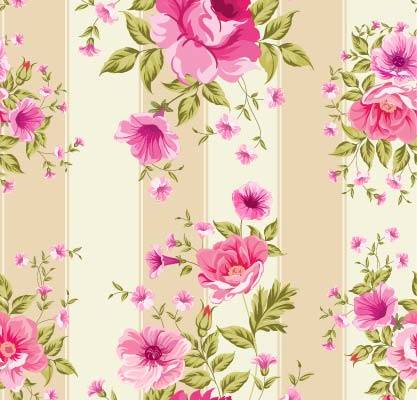 几何条子牡丹花拼接印花矢量图服装纺织面料数码印花花型素材